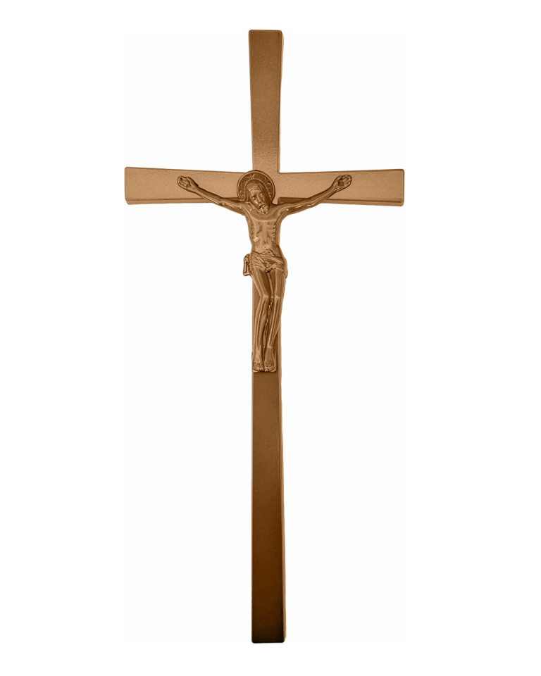 Aluminum cross with body 45 cm aged