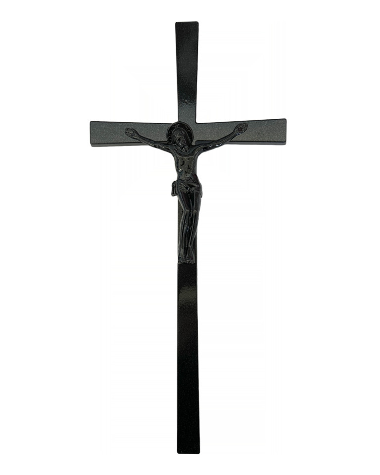 Aluminum cross with body 45 cm black