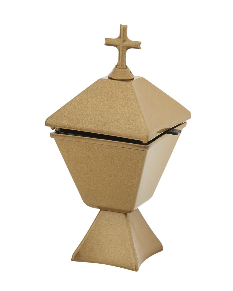 New bronze incense burner with cross on the lid
