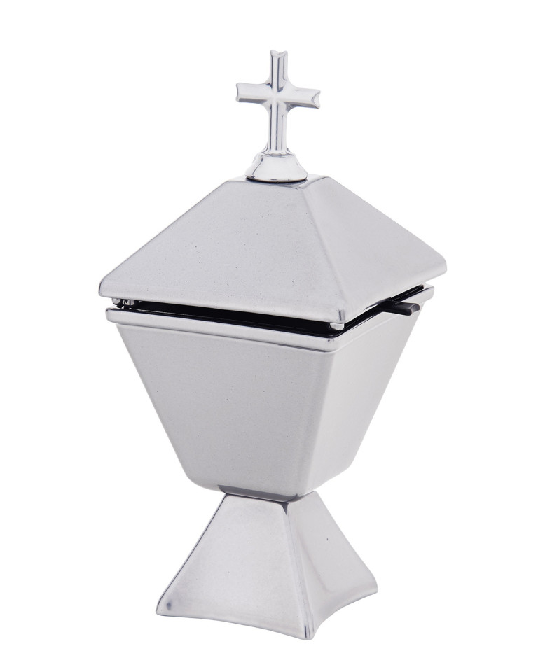 Nickel incense burner with cross on the lid