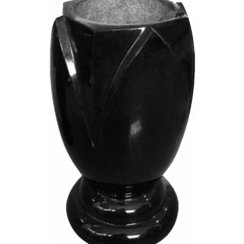 Shanxi Black granite vase, Flower Design