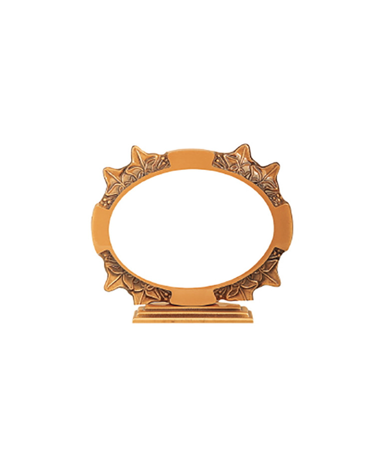 Brass frame with support for oval porcelain tile - vineyard design (horizontal)