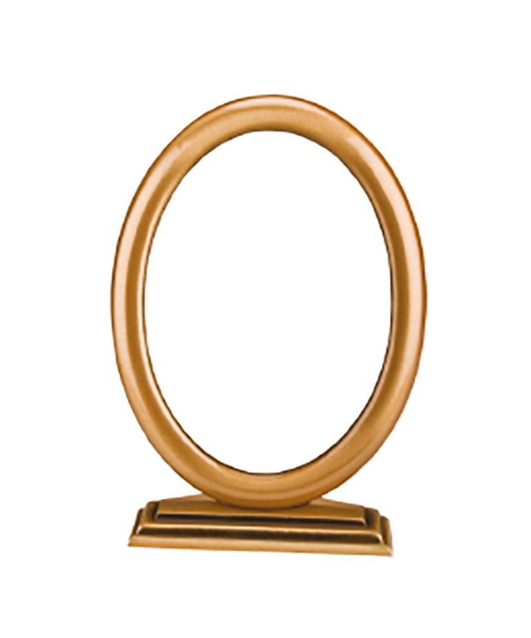 Brass frame with support for oval porcelain tile