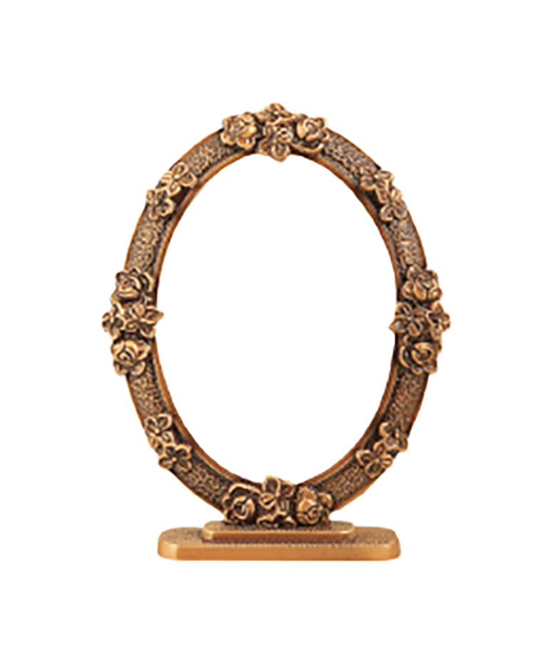 Brass frame with support for oval porcelain tile - roses design