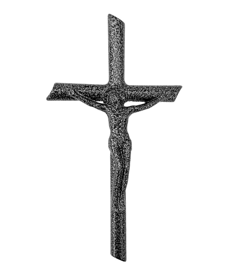 Aluminum cross with body 33 cm silver - black