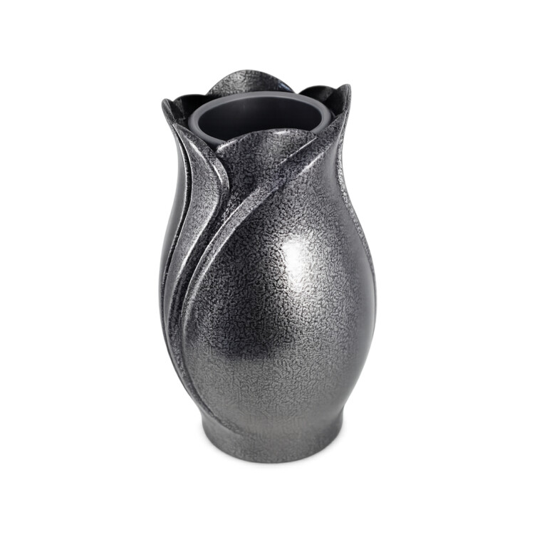 Tulip vase silver - black without lid