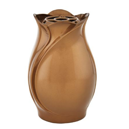 Aluminum vase small tulip aged