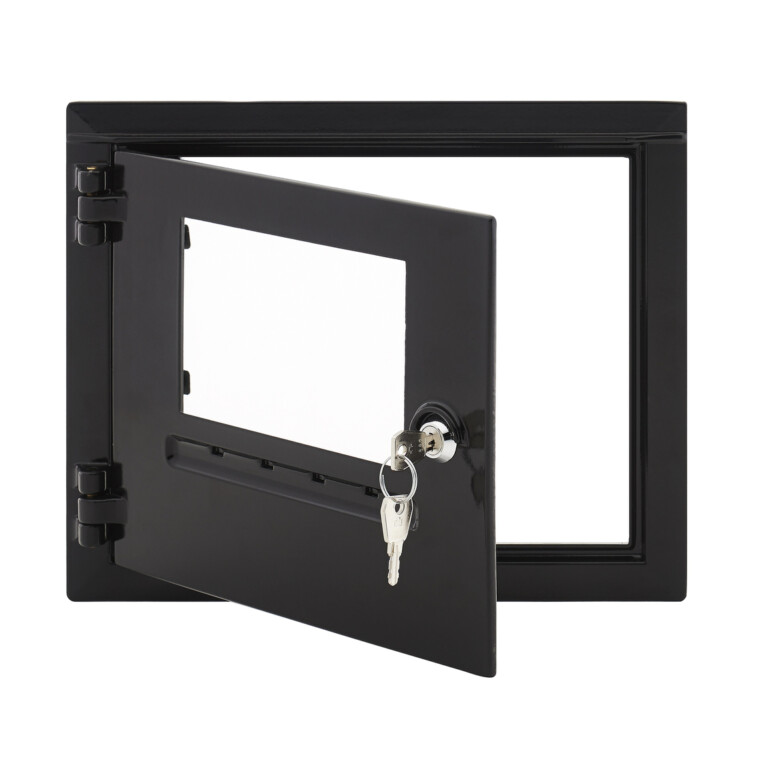 Aluminum door 25 x 30 cm with black glass