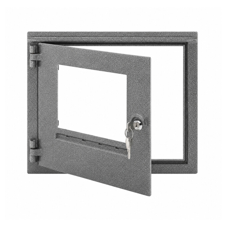 Aluminum door 35 x 30 cm with silver glass - black