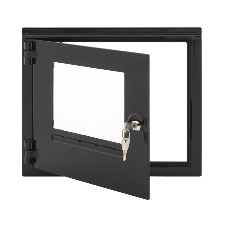 Aluminum door 35 x 30 cm with black glass